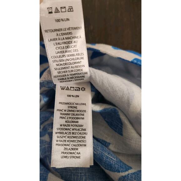 Rachel Zoe Linen Wide Leg Pant Women’s SZ Large Blue White Safari Tropical Beach - Picture 10 of 11